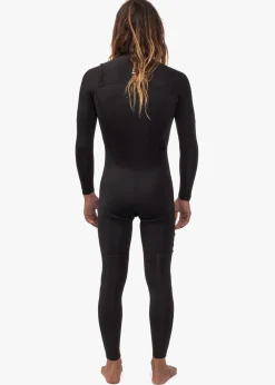 7 Seas 4-3 Full Chest Zip Wetsuit - Black with Jade Logos
